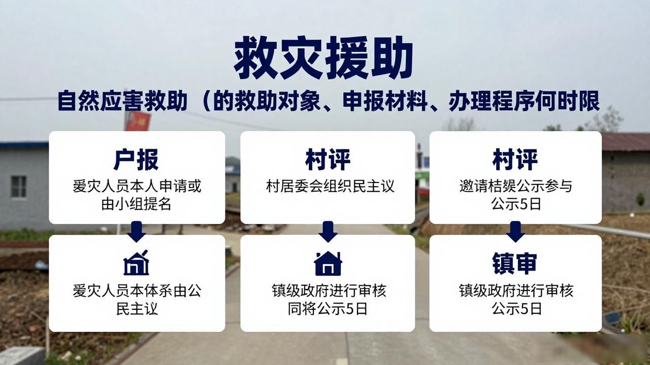救灾援助 自然灾害救助（6类）的救助对象、申报材料、办理程序及时限