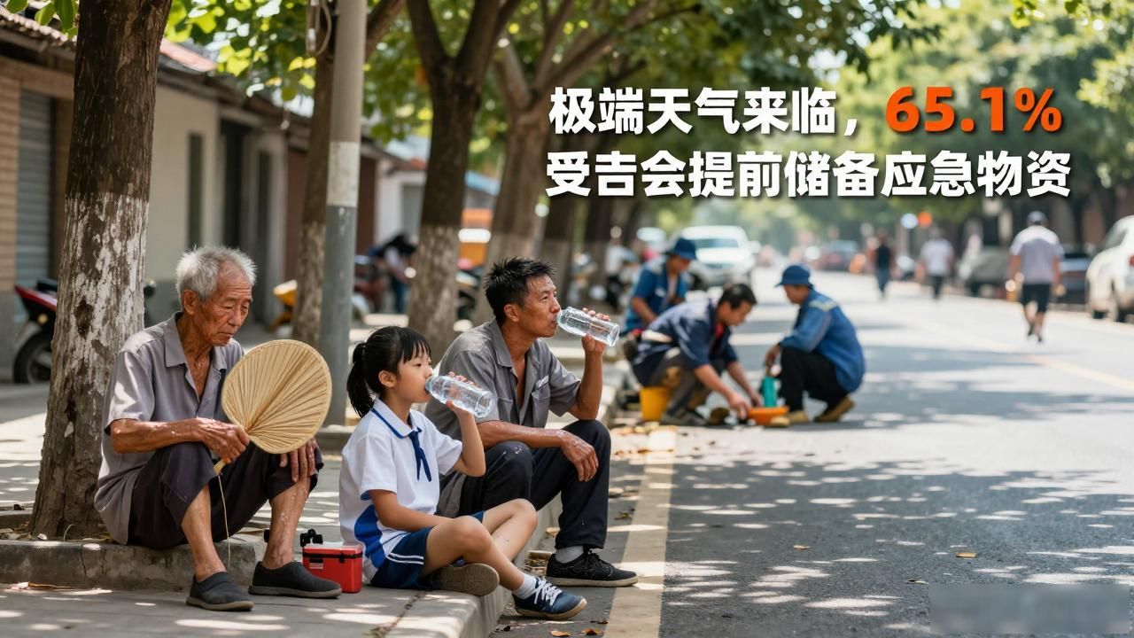 极端天气来临，65.1%受访者会提前储备应急物资