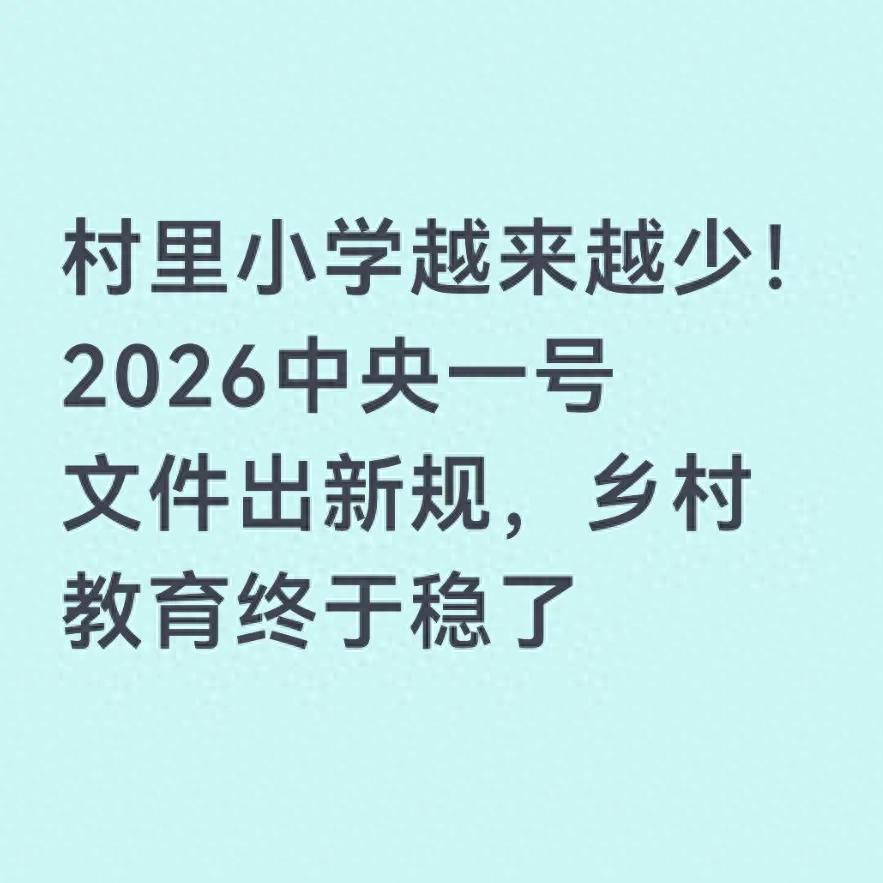 村里小学越来越少！2026中央一号文件出新规，乡村教育终于稳了