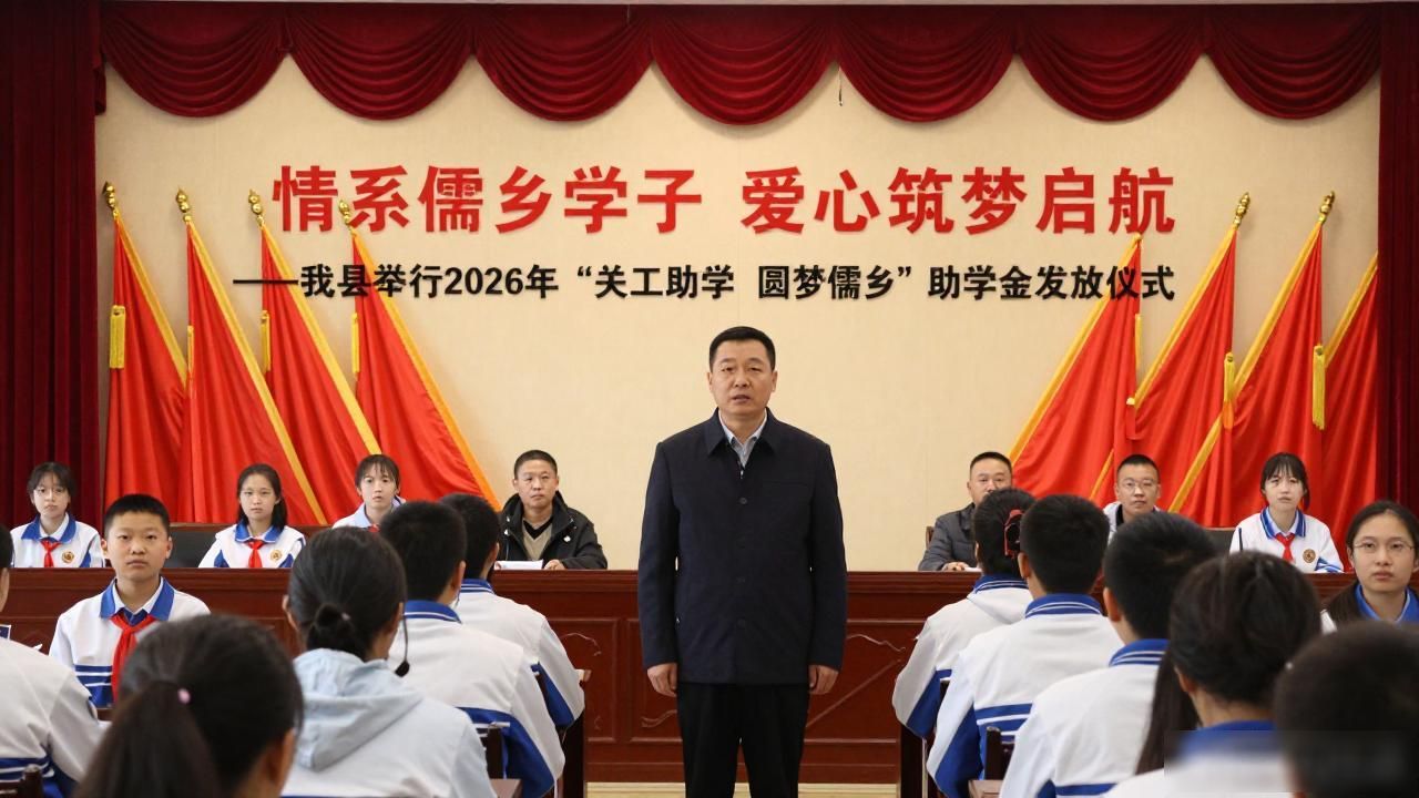 情系儒乡学子 爱心筑梦启航——我县举行2026年“关工助学 圆梦儒乡”助学金发放仪式