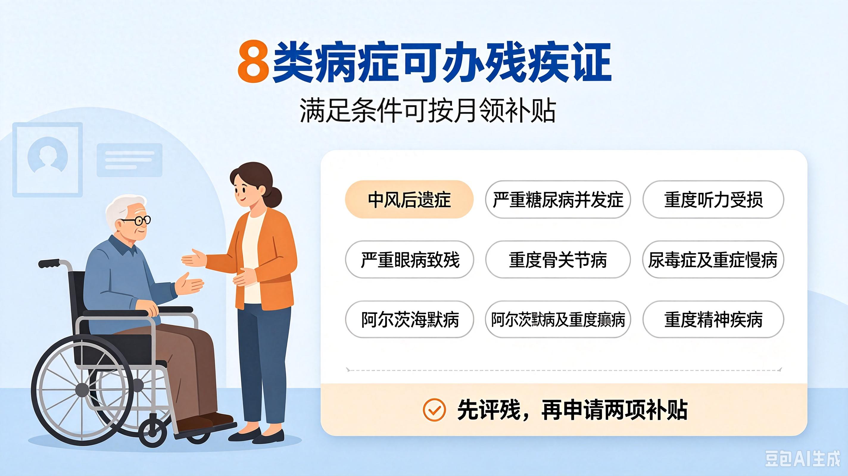 身患这8类病症可申办残疾证，达标按月领补贴，很多家庭还不知情